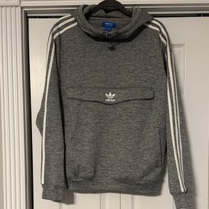 Adidas Charcoal Hoodie with White Accents